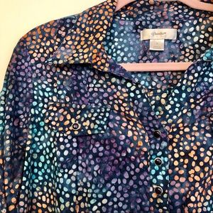 CJ Banks Ice Dyed Polka Dot Button Up Shirt
